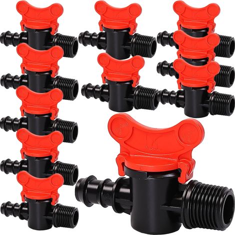 Vanne sphérique 1/2" 16mm avec filetage extérieur, robinet d'arrosage, goutte-à-goutte 10 pcs (1/3)