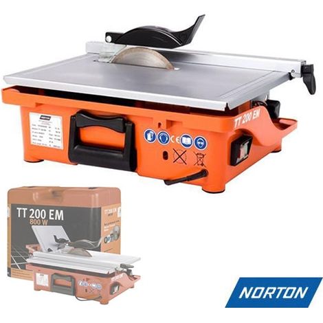 Norton – Scie de carrelage électrique 800W – Disque diamant 200mm – Vitesse 2950 tours/min – Profondeur de coupe 35mm à 90°
