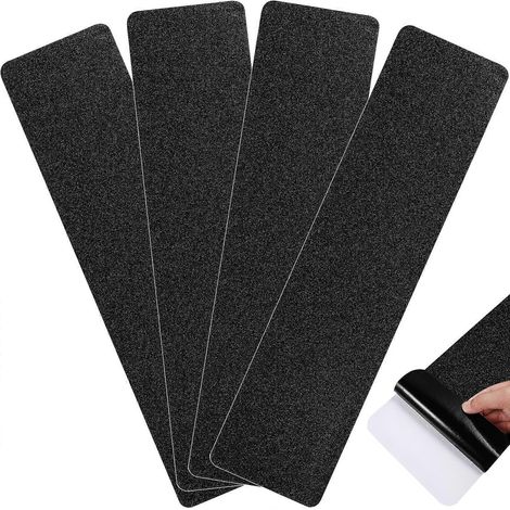 4 bandes antidérapantes pour marches d'escalier extérieures, imperméables et à haute adhérence.-61X15CM-Black