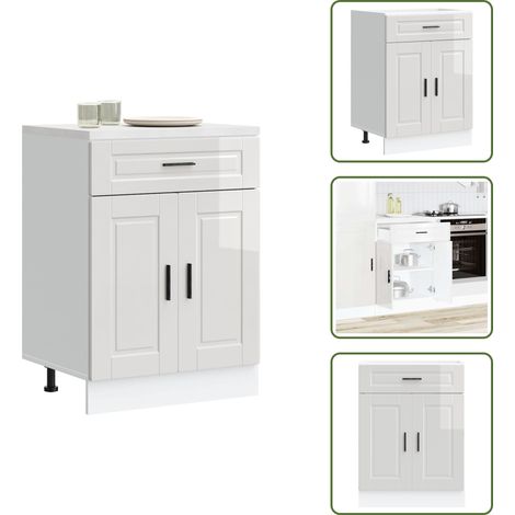 Armadio in legno - vidaXL Base da Cucina Porto Bianco Lucido in Legno Multistrato - Armadio con porte