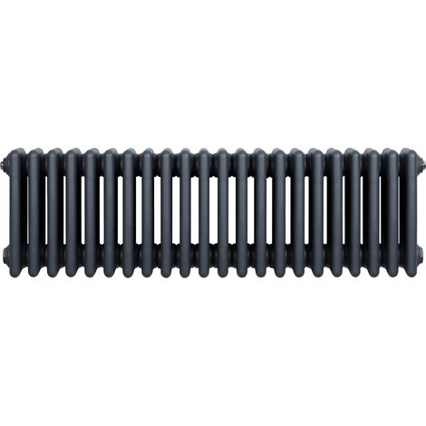 Radiateur Traditionnel à 4 Colonnes 300 x 1010 mm en Acier Carbone Gris Anthracite Chauffage Central Horizontale Monté Sur Mur [Brosse de Nettoyage & Supports INCLUSES] (1/5)