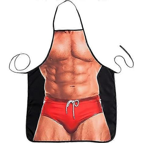 Tabliers de cuisine pour femmes et hommes, tablier humoristique, maillot de bain rouge pour homme (1/5)