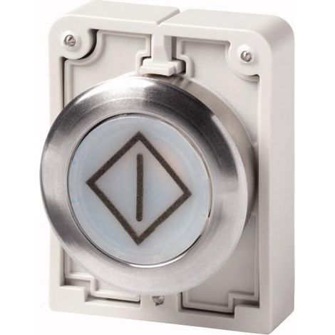 Bouton poussoir lumineux 30mm flush a rappel blanc avec inscription EATON M30C-FDL-W-X100
