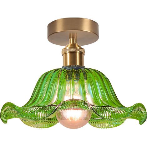 Plafonnier En Verre Plafonnier Rétro Lustre Moderne E27 Pour Couloir Cuisine Salle À Manger Vert (1/5)