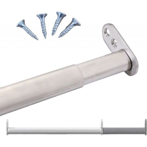 Barre télescopique réglable 400-700 mm, en acier argenté, pour armoires et niches