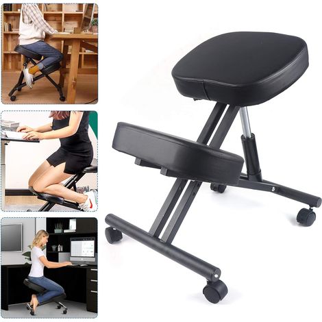 Chaise genoux avec roulettes - Ergonomique - Pour ordinateur - Tabouret de santé - Hauteur réglable de 50 à 60 cm - Orthopédique - Pour soutenir vos genoux et tibias (1/5)