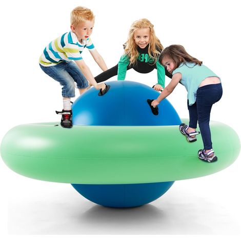 Costway – Château gonflable pour enfants Ø233cm – 6 poignées ergonomiques – PVC épais – Charge 113kg – Pour 3 enfants de 5 ans et plus – Balle rebondissante intérieur extérieur