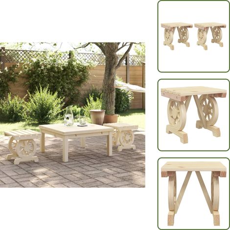 The Living Store Repose-pieds de jardin lot de 2 bois de sapin massif - Chaise De Jardin - Repose Pieds - Mobilier De Jardin - Pouf Extérieur - Bois Massif (1/5)