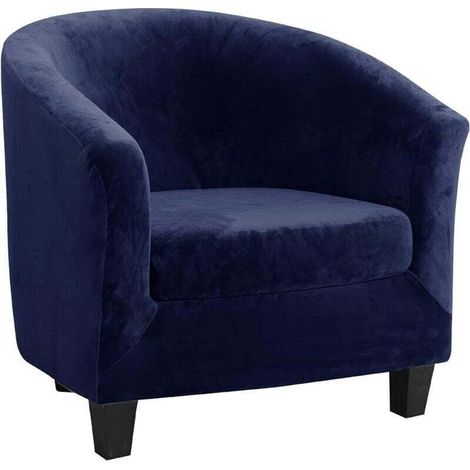 Housse de canapé ensemble deux pièces housse de canapé et housse de coussin en velours renard argenté, bleu marine Housse de canapé (1/4)