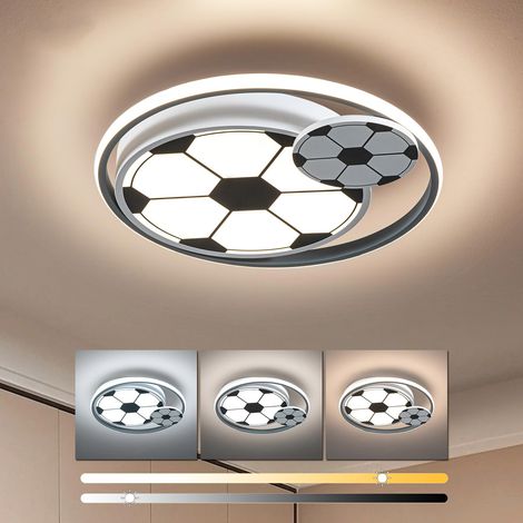 AUTRUCKER Plafonnier LED moderne, motif football, 2 têtes + anneau, éclairage décoratif style dessin animé, 42 cm, tricolore (1/5)