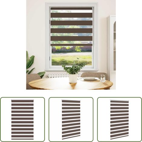 vidaXL Stoffrollo - Zebra-Rollo 80,9 x 175 cm, Stoffbreite 76,7 cm, Kaffeebraun (1/5)