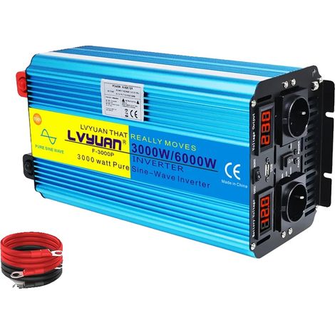 Wechselrichter, reine Sinuswelle, Fernbedienung, 6000 W, 12 V, 2 EU (1/2)
