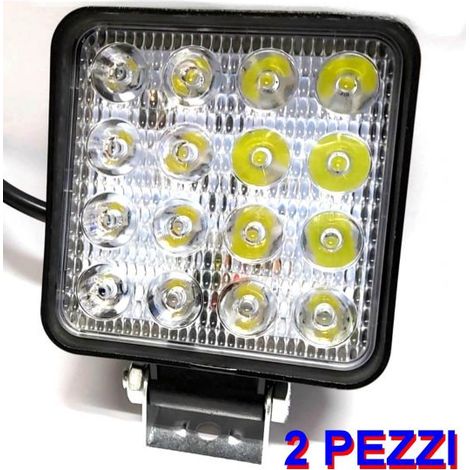 2 PEZZI FARETTI SLIM FARETTO QUADRATO LED AUTO 48W 12V  Luce  6000°K 60° FARO JEEP (1/5)