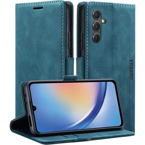 Funda para Samsung Galaxy A35 5G, cartera Erbord Vintage con tapa, azul.