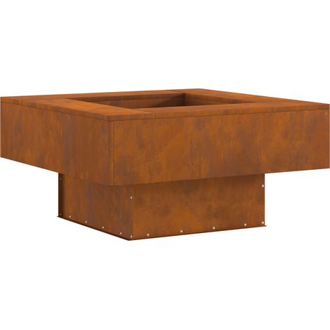 Vidaxl – Brasero carré 80 x 80 x 40 cm – Acier patiné résistant à la rouille – Pour feux de camp extérieurs – Design moderne et durable (1/5)