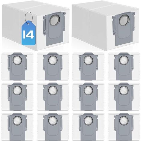 Lot de 14 sacs d’aspirateur – Compatibles avec certains robots – Grande capacité – Jetables – Entretien (1/5)