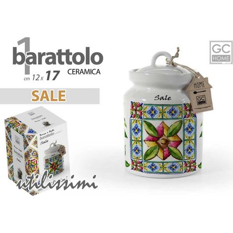 Barattolo Contenitore da Cucina in Ceramica Sale Terra e Sole 17 cm (1/3)
