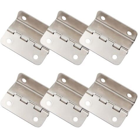 BUNTHAUS [Argent]Lot de 6 charnières demi surface  Porte décalée, charnière rétro pour portes et armoires (1/5)
