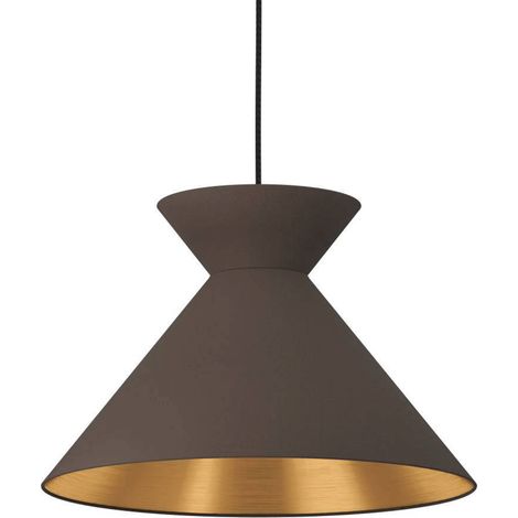 Lampe suspendue Nastasia Textile Cappuccino, laiton E27 1x40w H: 110cm Ø38 cm Dimmable (1/3)