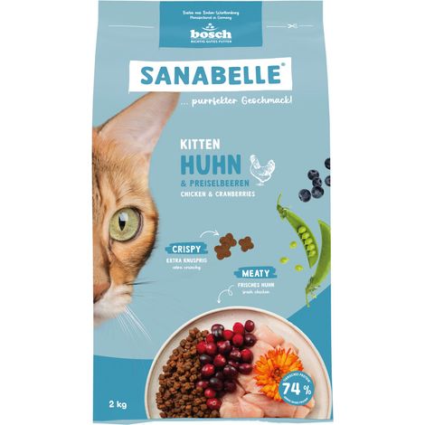 Sanabelle Katzentrockenfutter Kitten mit Huhn & Preiselbeeren für Kätzchen 2 kg