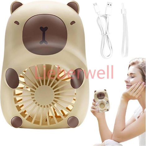 ®RisingFF Ventilateur portatif en forme d'animal, réglage à 3 vitesses, rechargeable par USB, adapté aux enfants (1/5)