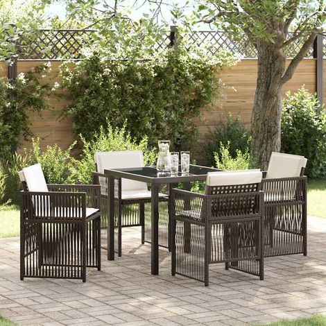 Garten Essgruppe 5 pcs Braun Poly Rattan vidaXL (1/5)