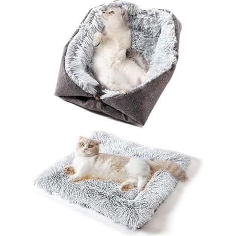 Panier pour Chat Coussin Panière Coussin Lit Apaisant Comfy pour Chien Cat Hiver Peluche Grand pour Animal Domestique Chiot Chaton Minou Double Usage (1/4)