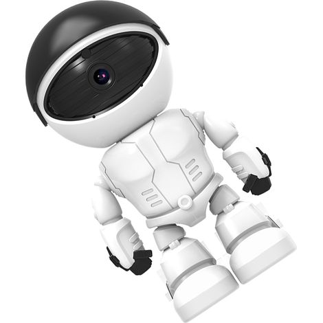 Caméra WiFi sans fil en forme de robot, vidéo HD 1080p, audio bidirectionnel, télécommande téléphonique, angle de vision horizontal de 355°, pour la sécurité de votre domicile (sans carte mémoire). (1/5)