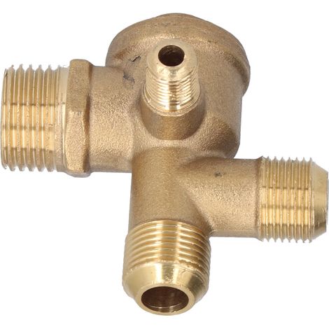 Clapet de non-retour double tuyau 4 voies en laiton pour compresseur d'air, pièce de rechange, 10x16x16x20,5 mm / 0,4x0,6x0,6x0,8 pouce (1/5)