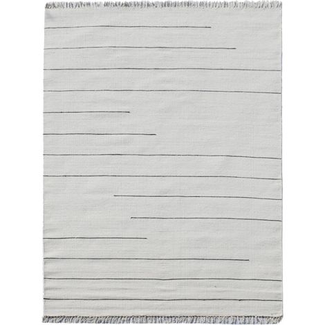 Tapis kilim fait main en laine 160x230 crème et gris rectangle motif simple