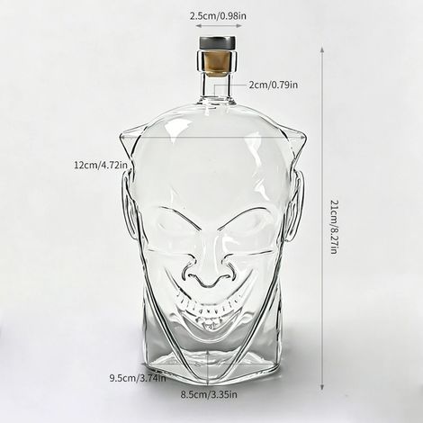 Bouteille de rhum transparente de 1 L en forme d'ange déchu, avec bouchon en liège, idéale pour Halloween, comme verre à whisky ou à vin. Décoration pour bar ou maison sur le thème des sorcières. Cade (1/5)