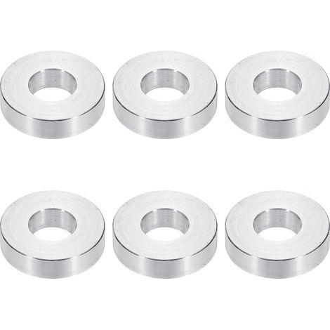 Rondelles en Aluminium M10, 6pcs Entretoise Métallique à Vis Ronde, Rondelle Plate pour Vis Tige Écrous Boulons, Bague d'Écartement en Métal 10.5mm ID x 24mm OD x 8mm Hauteur (1/5)