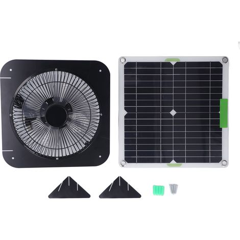 Kit de panneaux solaires 100W en silicium monocristallin avec support de ventilateur en alliage d'aluminium de 10 pouces pour maisons d'animaux d'intérieur