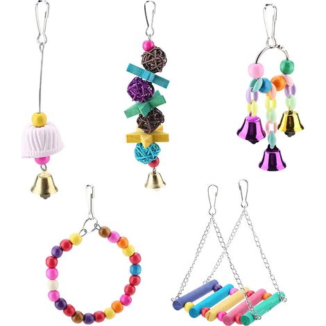 Ensemble de jouets suspendus résistants pour perroquets, colorés et intéressants pour les perroquets. (1/5)