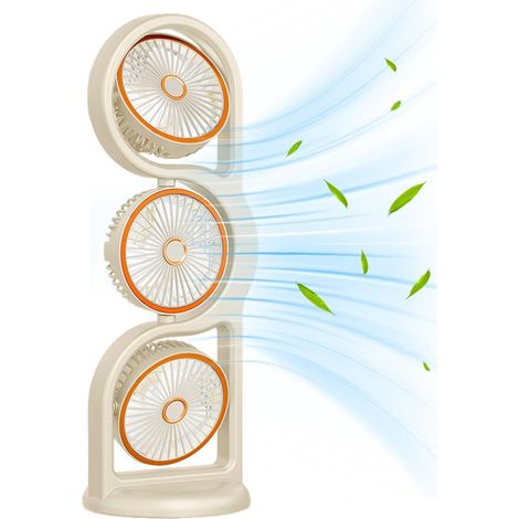 Ventilateur 3 têtes polyvalent – 5 vitesses – 360° – USB – Compact – Silencieux – Pour intérieur/extérieur – Fraîcheur efficace (1/4)