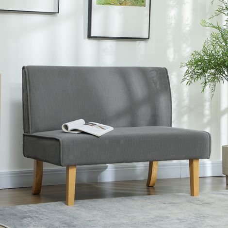 MEUBLIV sofá de 2 plazas 110 x 62 x 85 cm gris – cordón compacto, sin reposabrazos (1/5)