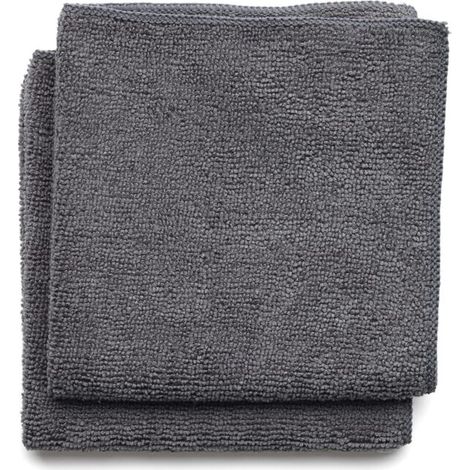Chiffons en microfibre épais (Lot de 2) — Essuie-tout de cuisine (utilisation sèche ou humide) pour la graisse et la vaisselle (Gris)