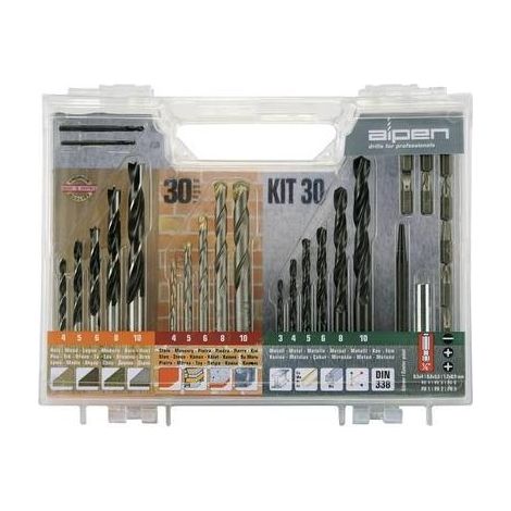 Alpen 800230100 30 parti Assortimento punte e inserti Metallo, Pietra, Calcestruzzo, Muratura, Mattone, Legno 3 mm, 4 m