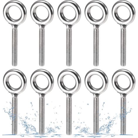 10 Pièces M6 Boulons à œil, 75 mm Boulons à œil 304 Acier Inoxydable (1/5)