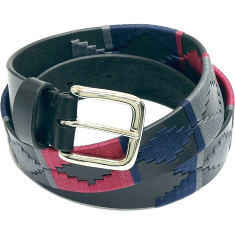 95 cm, Nero: Cintura da equitazione in cuoio Cover in pelle nera con riporti colorati alta 34 mm