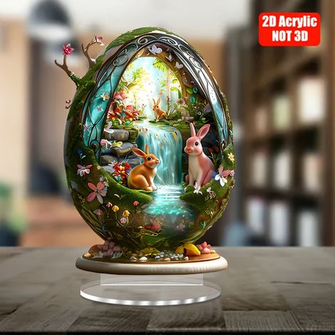 Silhouette De Lapin - Décoration En Acrylique Pour Intérieur - Idéal Pour Étagères, Chambre D'Enfant Et Expositions Artisanales - 1 Pièce (1/5)