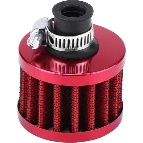 Filtro de aire universal para motocicleta, scooter, ATV, quad, montaje con abrazadera, 12 mm, entrada de aire frío, rojo (1/5)