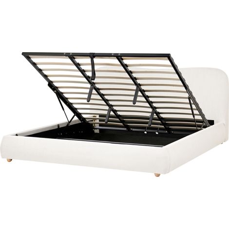 Letto minimalista con contenitore 180 x 200 cm tessuto Moderno Bianco sporco Blagnac