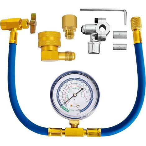 Kit de Valve à Percer BPV31 avec Manomètre pour Réfrigération, Tuyau de Recharge R134a Adapté aux Bouteilles R-12/R-22, Accessoire pour Climatiseur et Réfrigérateur (1/3)