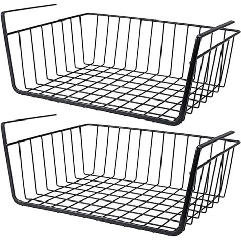 paniers de rangement suspendus en métal pour cuisine, bureau, garde-manger, salle de bain, armoire (noir) (1/5)
