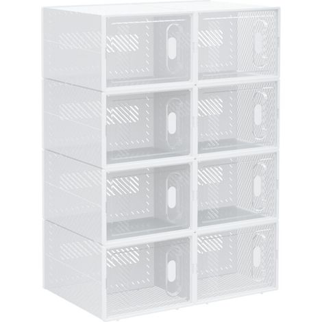 Lot de 8 boites cubes rangement à chaussures modulable avec portes transparentes - 25 x 35 x 19 cm