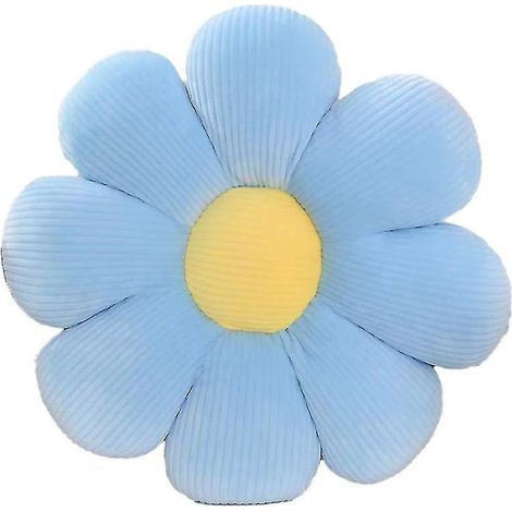 Blumenkissen, dekoratives, blumenförmiges Kissen, florales Bodenkissen, Sitzkissen, hübsche Schlafzimmerdekoration und weiches Kissen – 40 x 40 cm – blau und gelb (1/5)