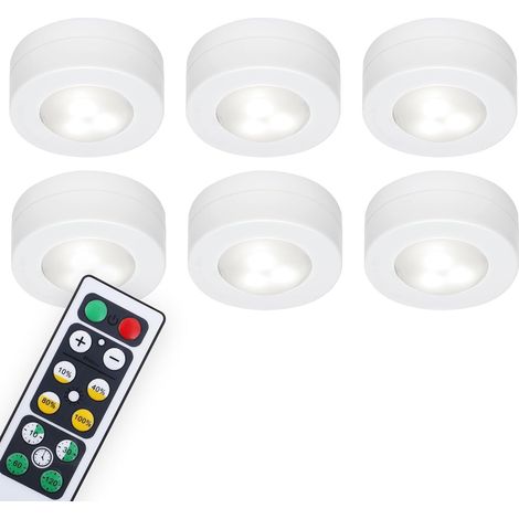 Éclairage, éclairage d'armoire à LED avec télécommande, à intensité variable, éclairage sous l'armoire, alimenté par batterie, veilleuse pour chambre à coucher, incl. fonction minuterie et pastilles a (1/4)