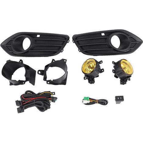 set of fog lights with wiring harness and switch for the front bumper of a 2019-2020 Honda City. (1/5)