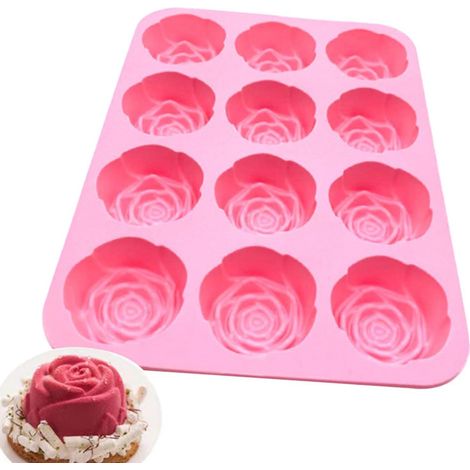 À Glaçons En Silicone Fournitures de Pâtisserie Antiadhésives Rose 12 (1/5)